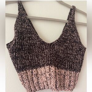 Free people brown pink knit tank top bralette crop